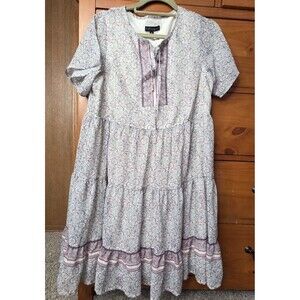 Wishlist Apparel Dress Size Small Paisley Peasent Tie Ruffle Purple Green Midi